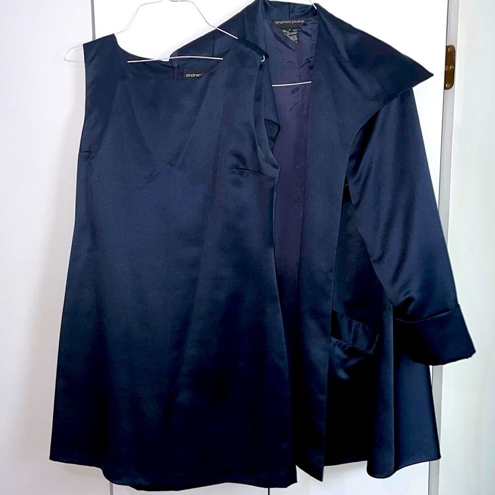 Andrea Jovine Vintage 2 Piece Satin Dress And Coat